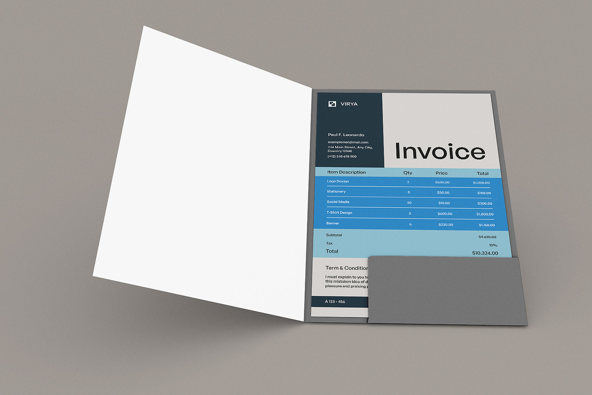 VIRYA | Marketing Agency Invoice, a Stationery Template by Neermana (Photo 2 of 4)