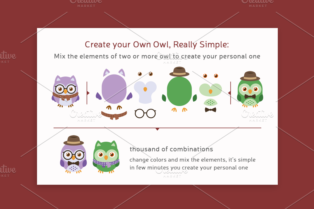 Owls Clip art/Owls Mascot Kit, an Animal Illustration by Manudesign (Photo 2 of 3)