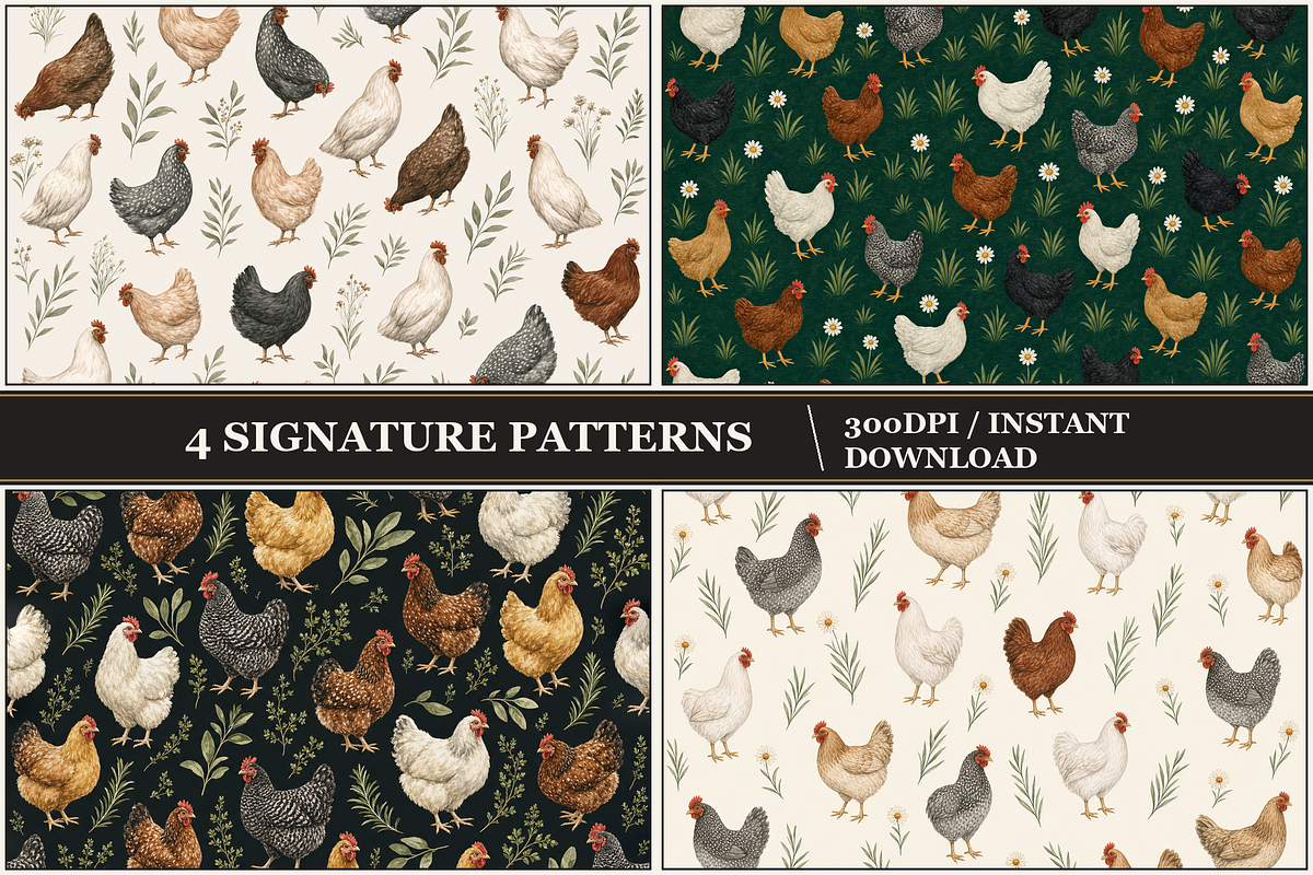 Hen Hollow Chicken Patterns, a Pattern Graphic by Inknfolly (Photo 2 of 4)