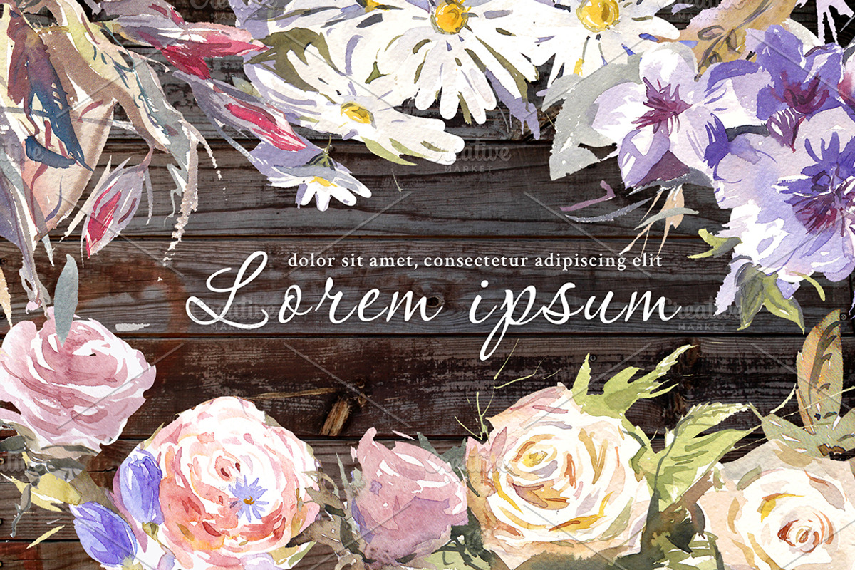 Floral Watercolor Graphic Set, an Illustration by Tamaretto (Photo 4 of 7)