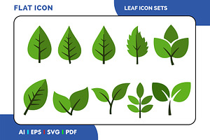 Flat Leaf Icon Set Vector, a Duotone Icon by Fontmine Studio