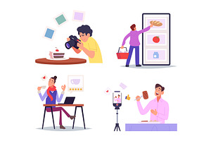 People and food. Eating and, a Food Illustration by Onyx