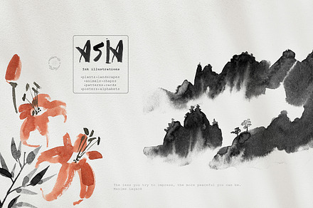 Asia. Ink paintings.