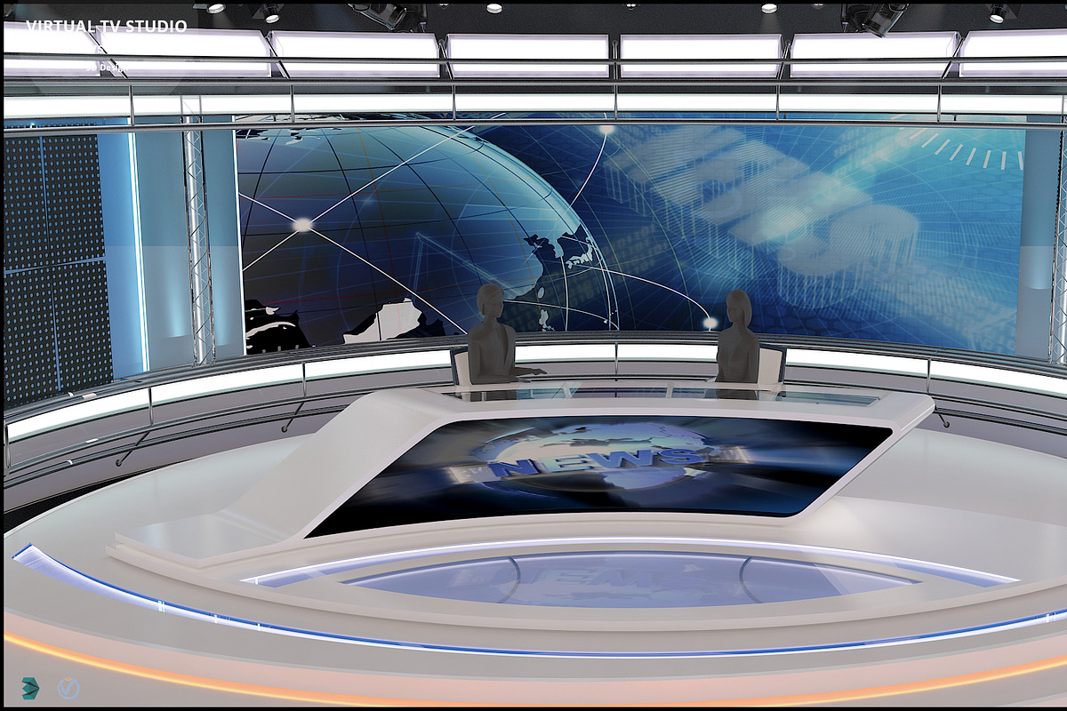 Virtual TV Studio News Set 35, an Architecture 3D Model by akerStudio (Photo 18 of 39)