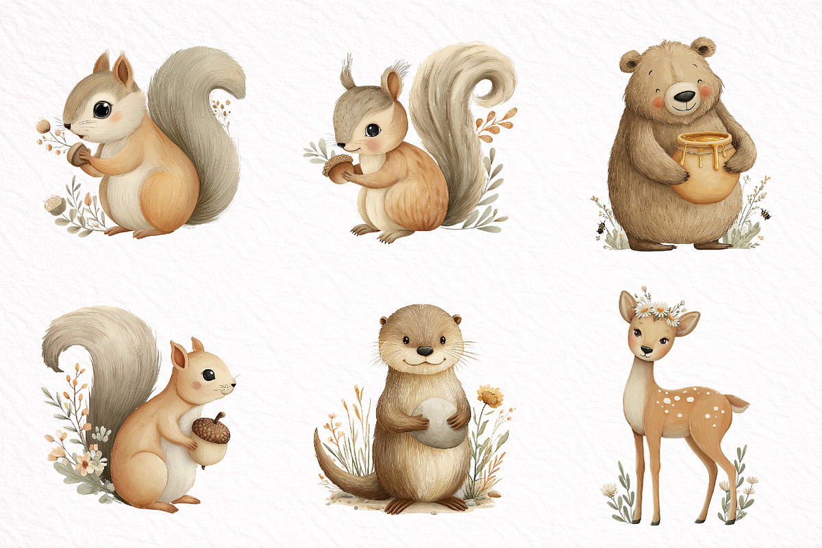 Cute Woodland Animal Clipart, an Illustration by DreamArtGraphic (Photo 4 of 8)