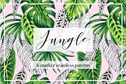 Jungle. Marker seamless patterns., a Pattern Graphic by Anyuka (Thumbnail 1 of 7)
