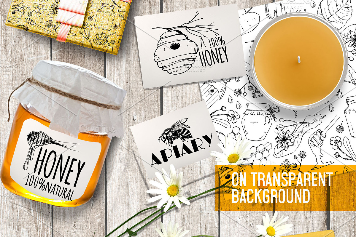 Beekeeping. Hand drawn ink set, a Food Illustration by Alena Kaz (Photo 3 of 4)