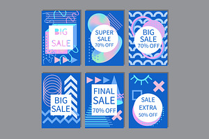 Sale Cards Set Memphis style, a Card Template by Annakristal