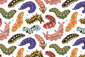 Cute Seamless Caterpillar Patterns