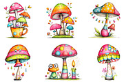 Whimsical Mushroom Clipart Bundle, an Illustration by designcity5 (Thumbnail 2 of 5)