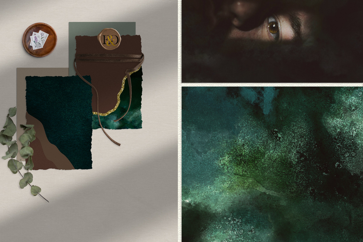 50 Gold & Emerald Watercolor Papers, a Texture Graphic by Photohacklovers (Photo 5 of 8)