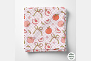Peach Gingham Seamless Pattern, a Food Illustration by TitaLivingArt (Thumbnail 3 of 10)