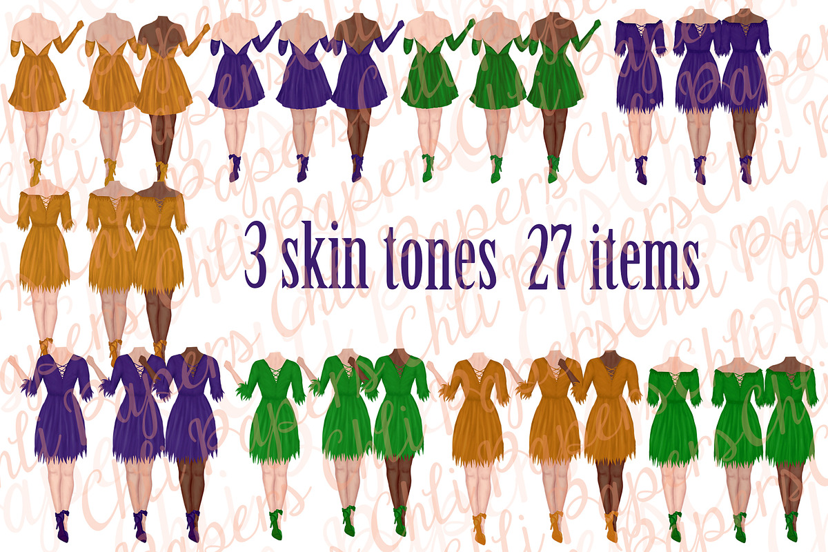 Halloween Girls Clipart, Witches PNG, an Illustration by chilipapers (Photo 2 of 4)