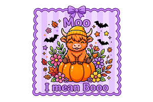 Cute Highland Cow Halloween PNG, a Seasonal Illustration by CraftArtStudio
