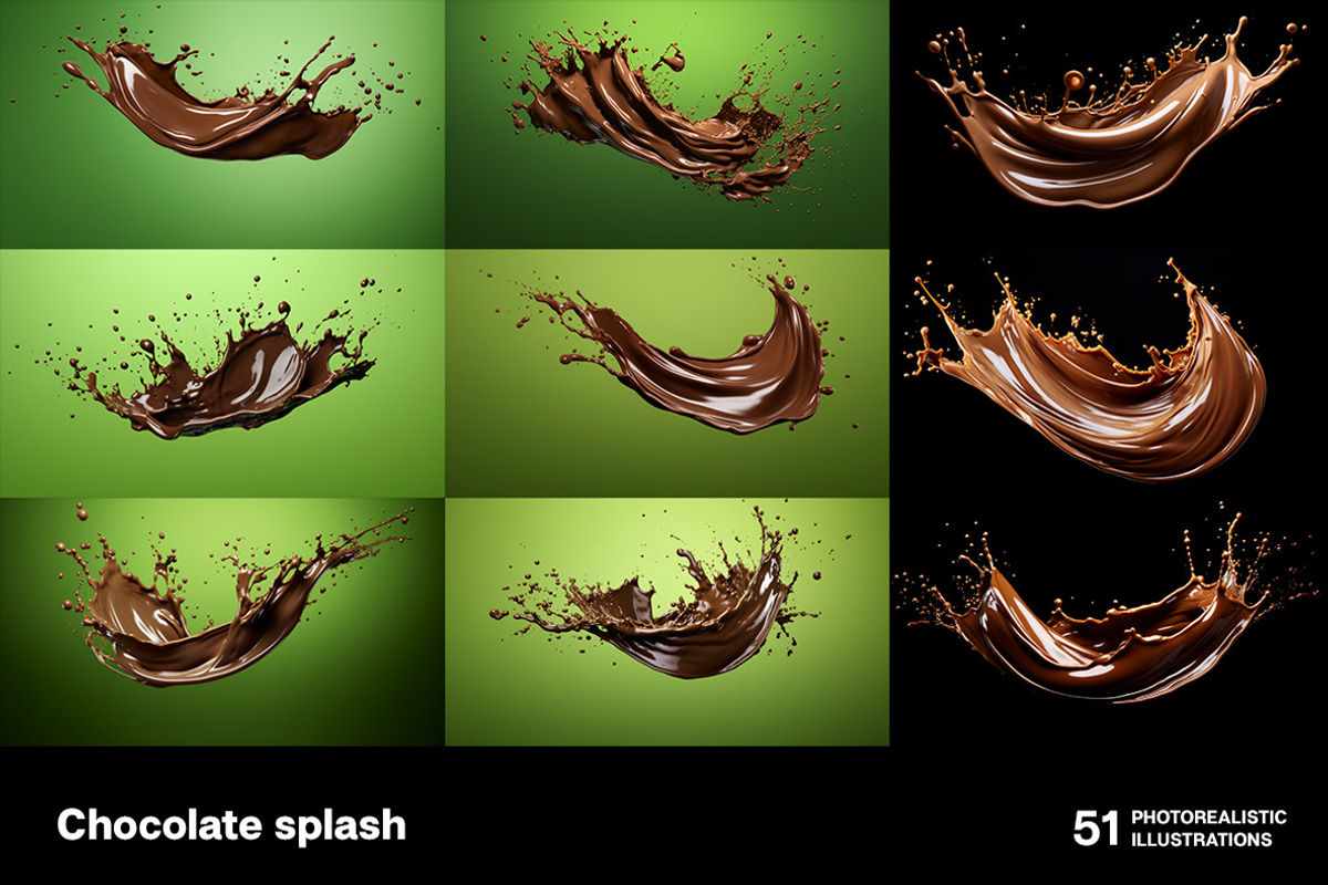 Chocolate splash. 51 images, a Food Illustration by Handmadefont (Photo 2 of 12)