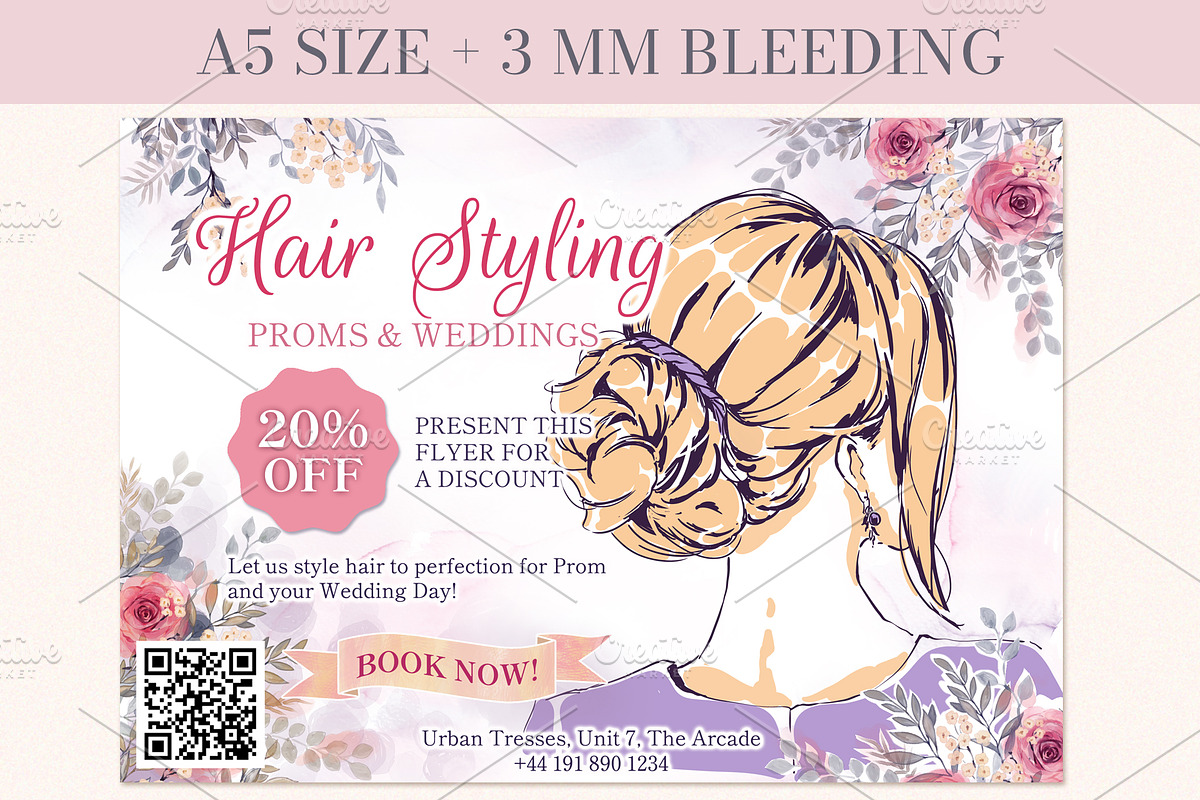 Hair Styling Promo Flyer PSD, a Marketing Template by Elena Naumchenkova (Photo 2 of 3)