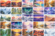 Watercolor Nature Landscape Bundle, a Wallpaper Graphic by Forhadx5 (Thumbnail 6 of 12)