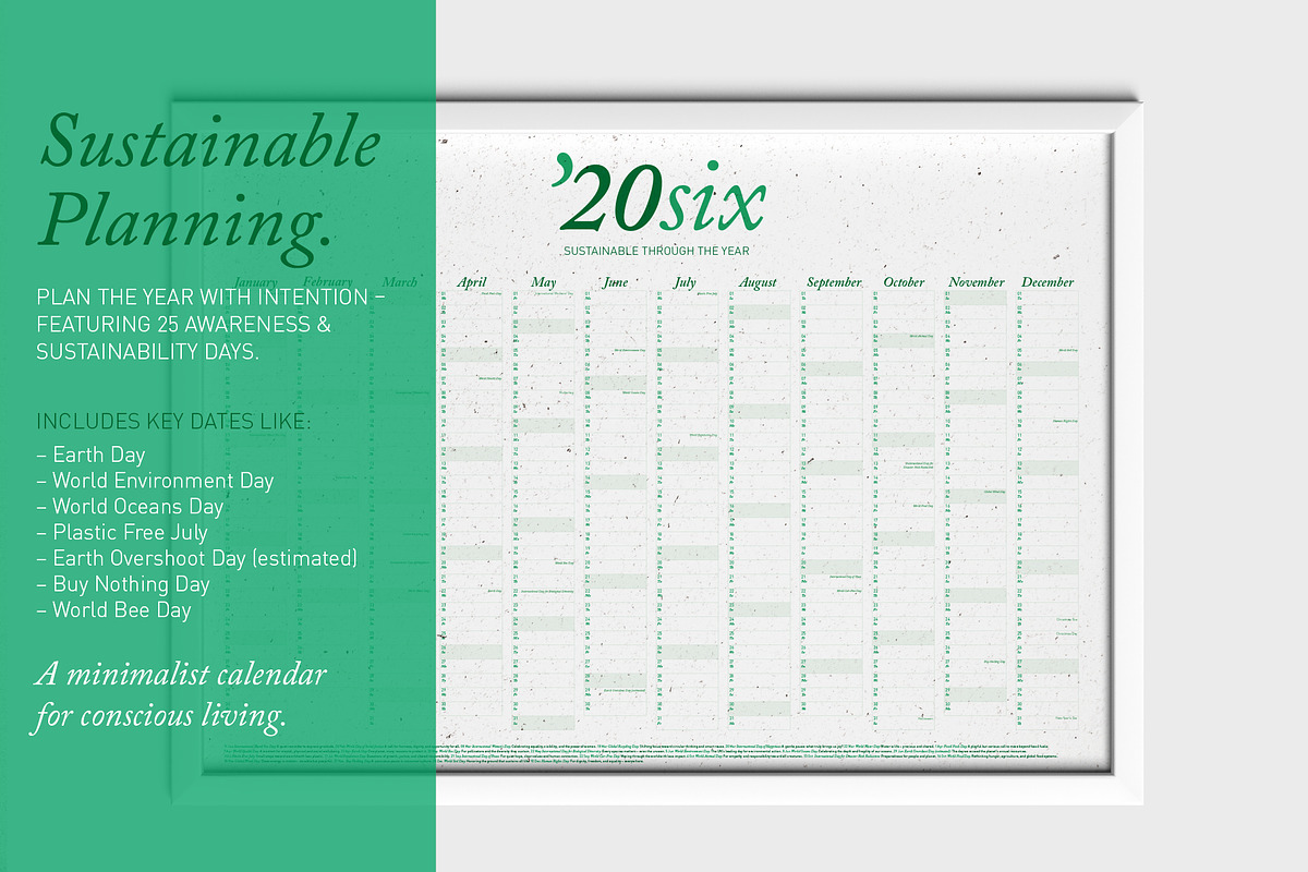 2026 Eco Wall Calendar Template preview 2