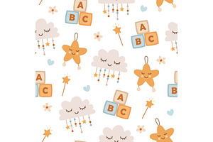 Cute baby seamless pattern, a Pattern Graphic by Elen_Art