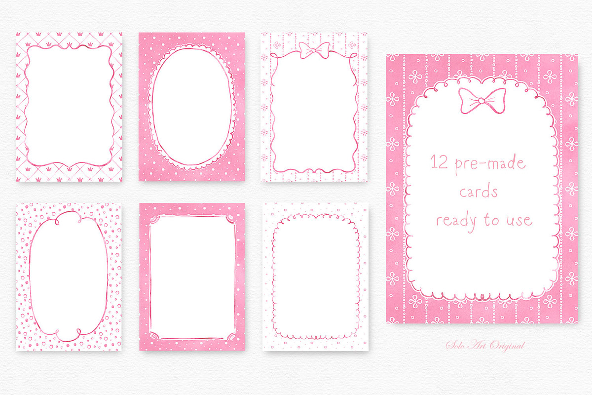 Pink Watercolor Hand-Drawn Frames, an Object Graphic by Solo Art Original (Photo 8 of 14)