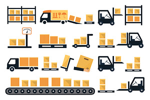 Shipping and delivery vector icons