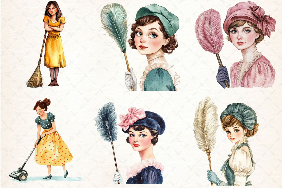 Retro Housewife Clipart PNG, an Illustration by Libby Wishes (Photo 5 of 6)