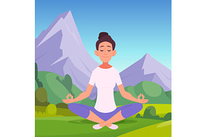 Woman yoga. girl sitting in yoga, an Illustration by Onyx