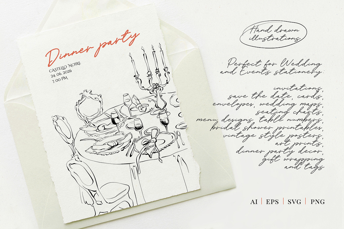 Vintage Wedding Line Art Collection, an Object Illustration by Berentine.art (Photo 4 of 14)