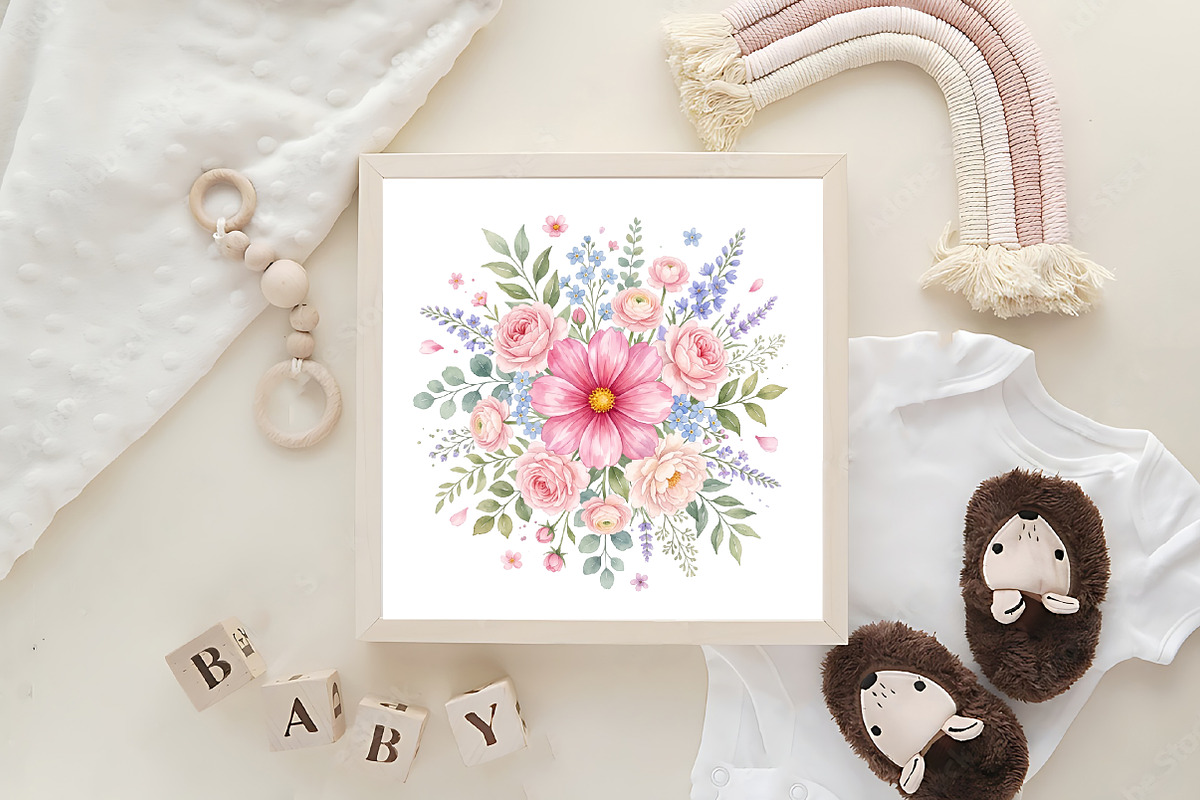 Pastel Floral Clipart Set, an Object Illustration by CraftArtStudio (Photo 4 of 4)
