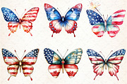 USA Flag Butterfly 4th of July Clipa, an Illustration by Libby Wishes (Thumbnail 6 of 7)
