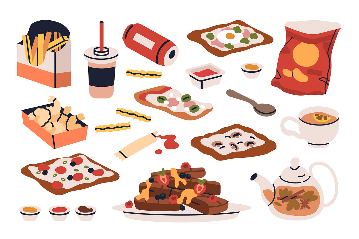 Fast food, junk snacks, drinks set, a Food Illustration by Good Studio (Photo 2 of 3)