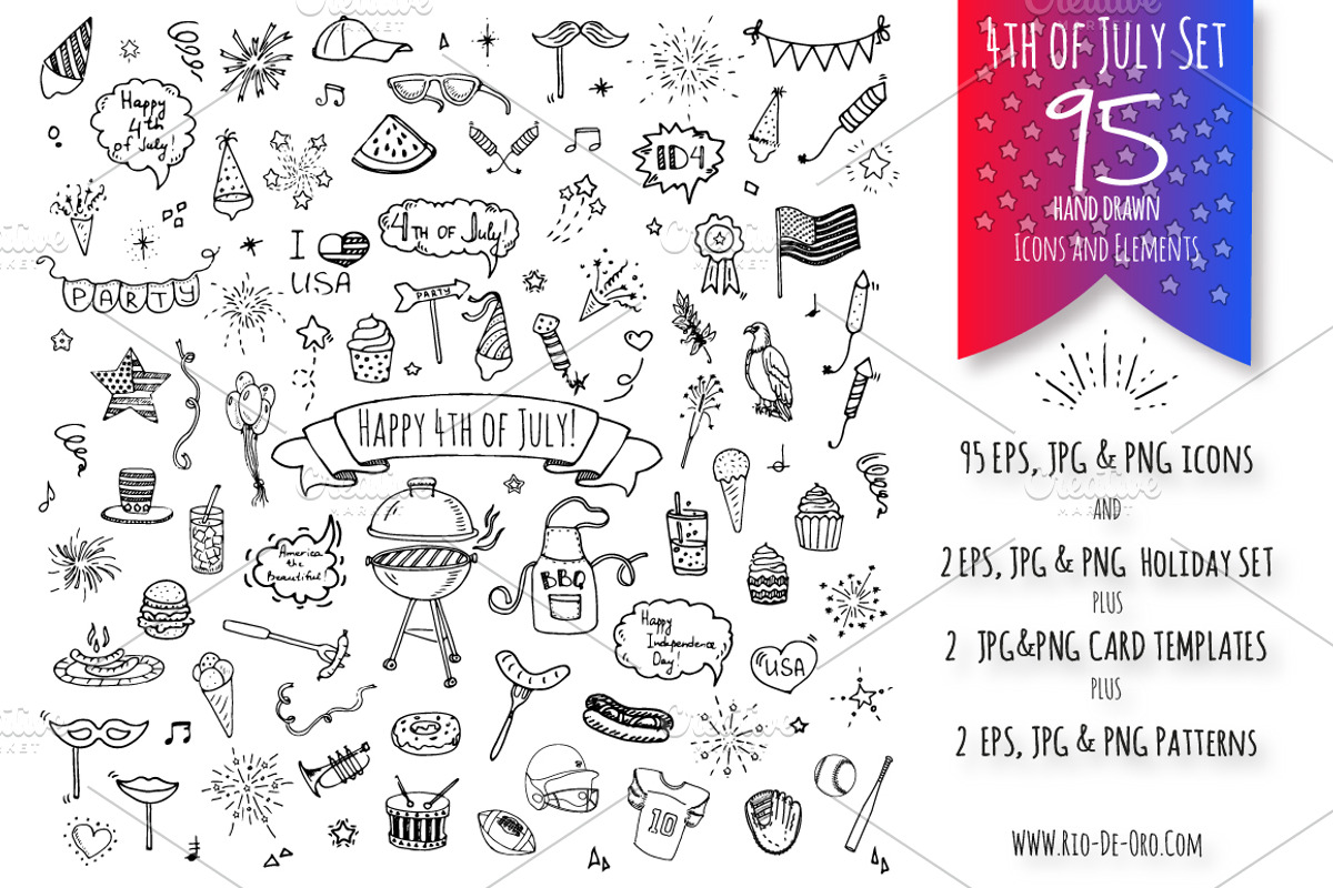 4th of July hand drawn 95 icons!, an Outline Icon by Natasha-Pankina.com (Photo 1 of 6)