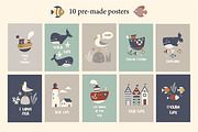 Ocean life clipart and patterns, a Pattern Graphic by EltaMaxArt (Thumbnail 2 of 10)