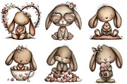 Whimsical Valentine Bunny Clipart, an Illustration by Craft Nest (Thumbnail 9 of 10)