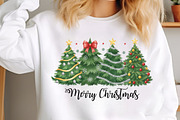 Watercolor Merry Christmas Tree PNG, an Illustration by SinaCreation (Thumbnail 2 of 7)