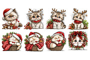 Whimsical Christmas Cats Clipart, a Seasonal Illustration by Nicolle's Colorful Art (Thumbnail 6 of 6)