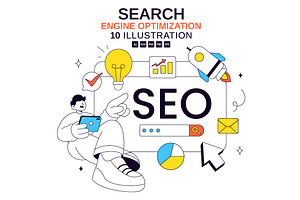 10 Search Engine Optimization, a Technology Illustration by denayunebgt