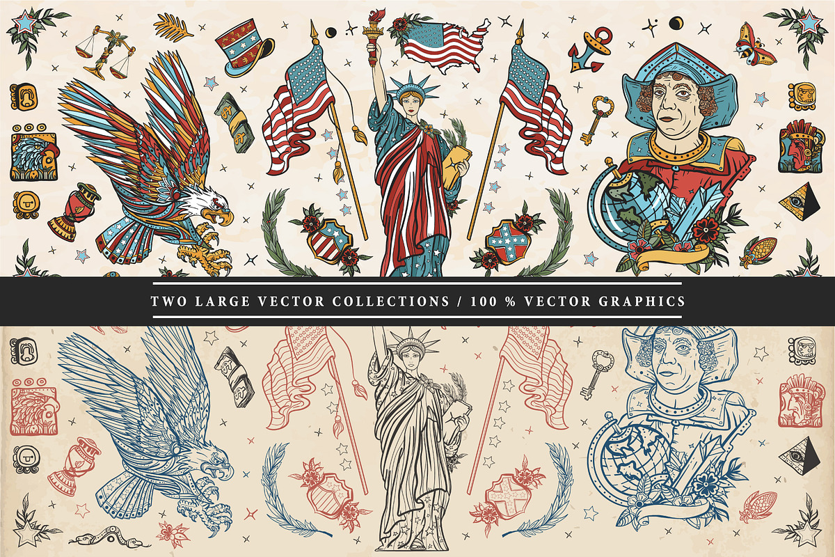 USA old school tattoo, a Background Graphic by intueri (Photo 2 of 8)