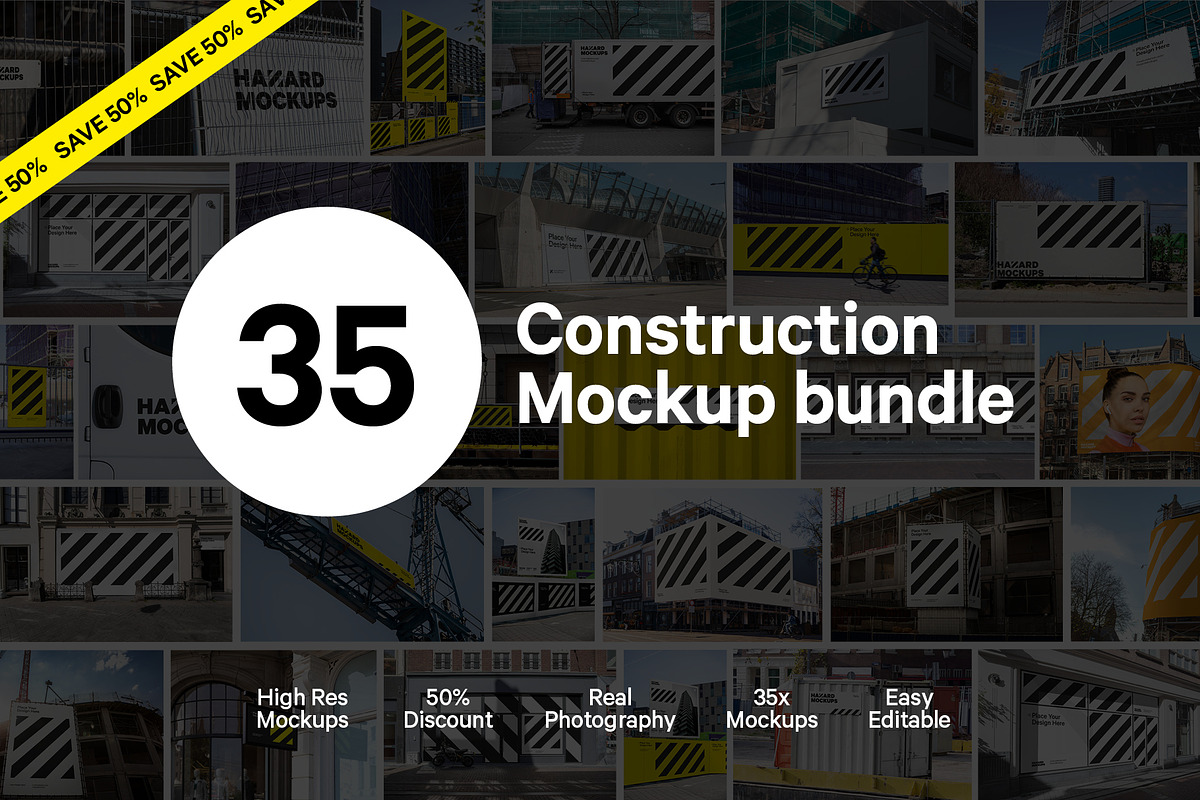 XL Construction Mockup Bundle, an Advertising Mockup by HAZARD MOCKUPS (Photo 1 of 14)