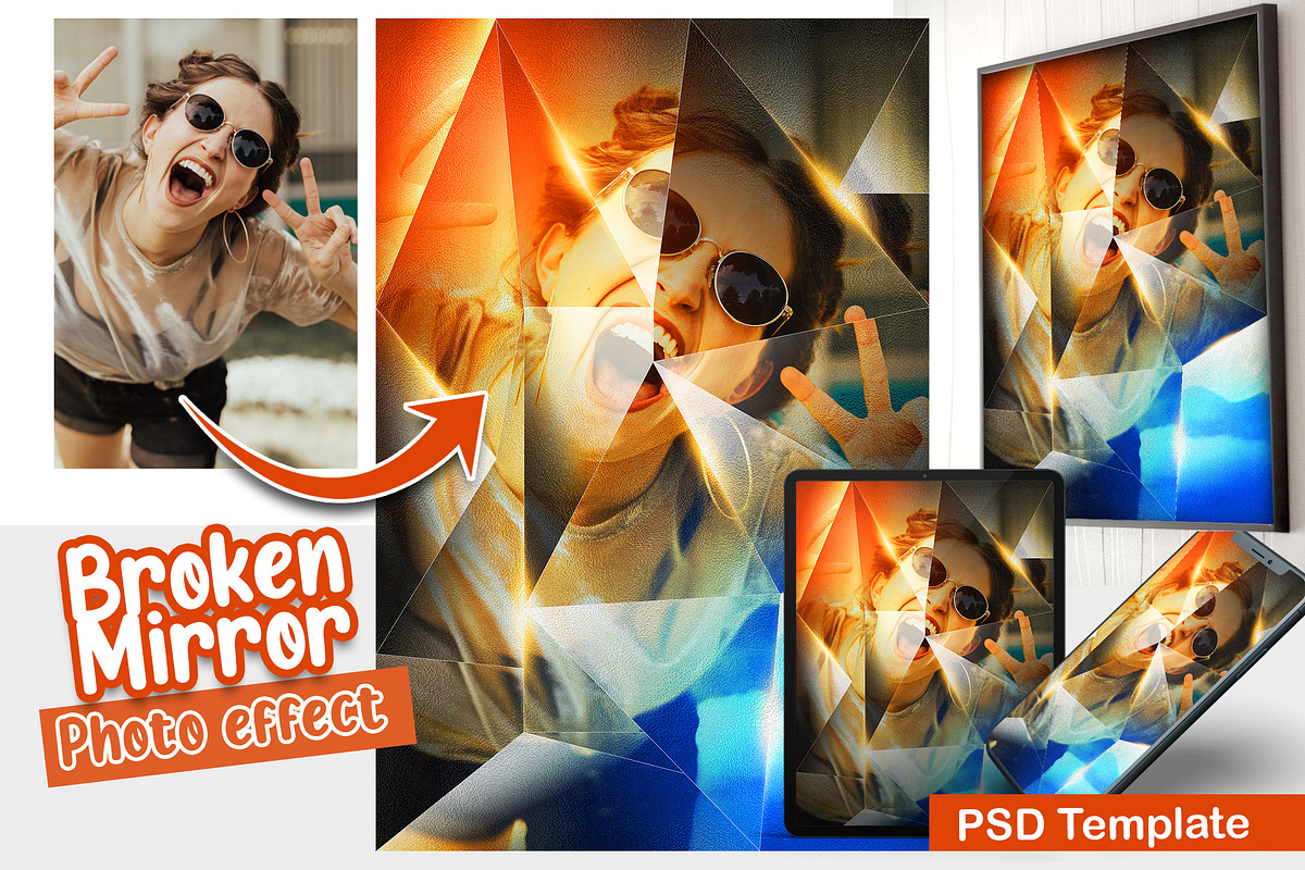 Broken Mirror Photo Template, an Action Add-On by DreamColor