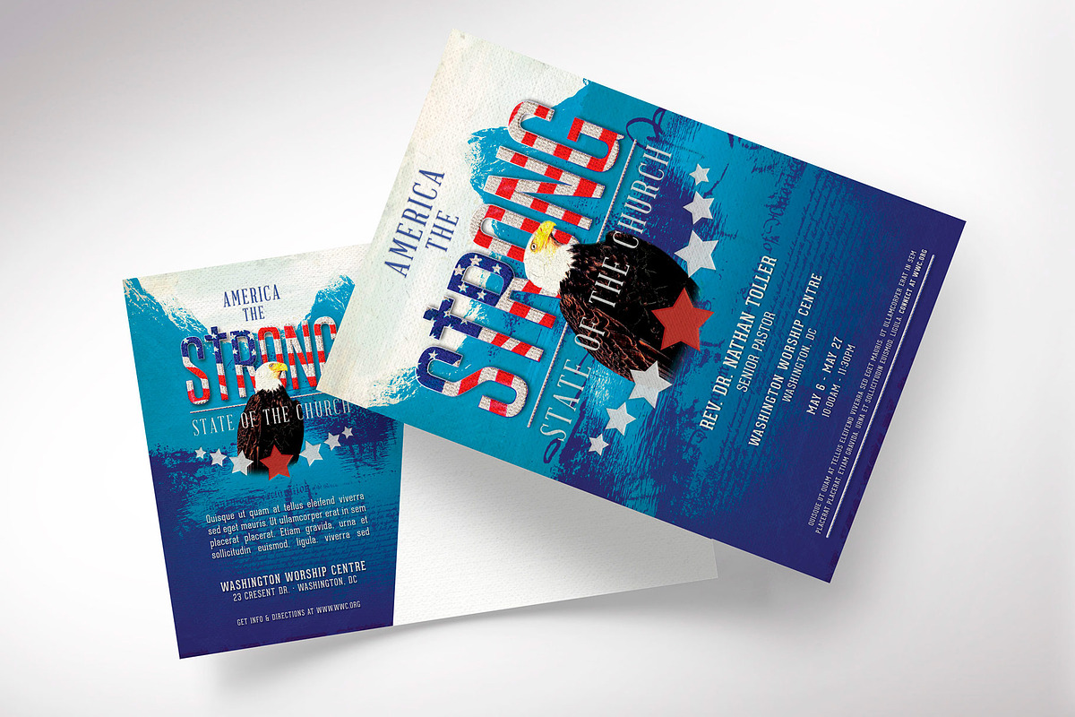 American Patriotic Church Postcard, a Flyer Template by Godserv Designs (Photo 1 of 12)