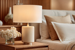 Cozy hotel bedroom with modern decor and comforting ambiance, a Holiday Photo by OSORIOartist