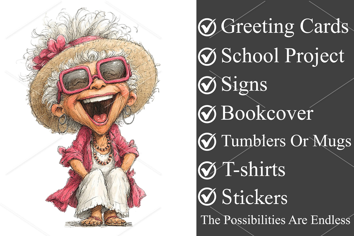 Funny Grandma Summer Clipart, a Seasonal Illustration by Canvas Craft (Photo 3 of 7)