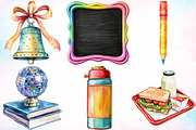 Watercolor Retro Back to School PNG, a Seasonal Illustration by Canvas Craft (Thumbnail 2 of 4)