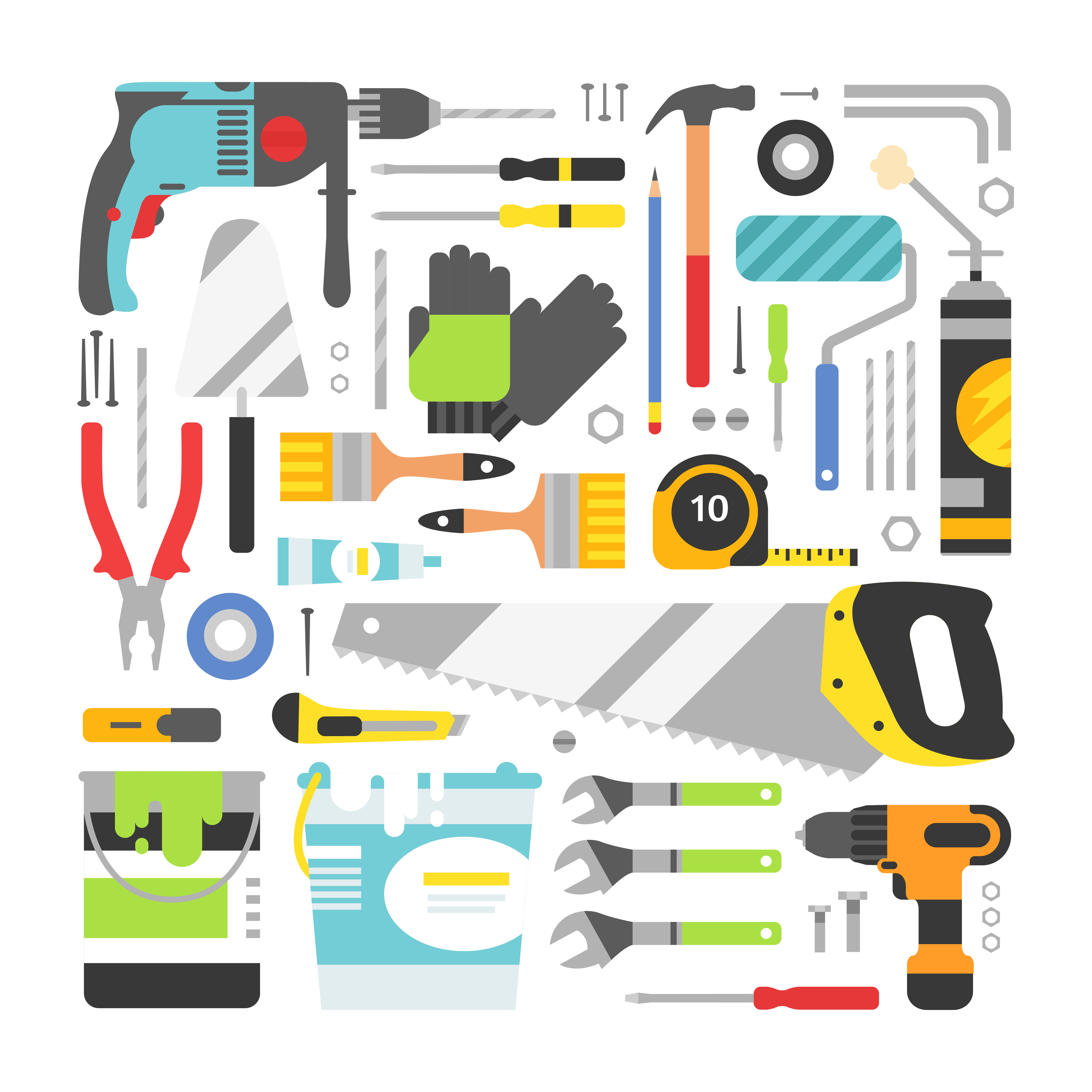 Construction Equipment Tools by Vectorstockersland  Creative Market