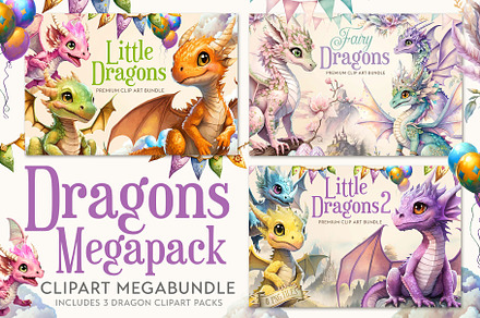 Dragon Clipart Megabundle, an Illustration by Clip Art by Elise M
