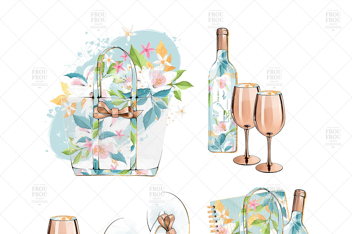 Summer Rose Gold Floral Clip Art, an Illustration by Frou Fou Craft (Photo 7 of 8)