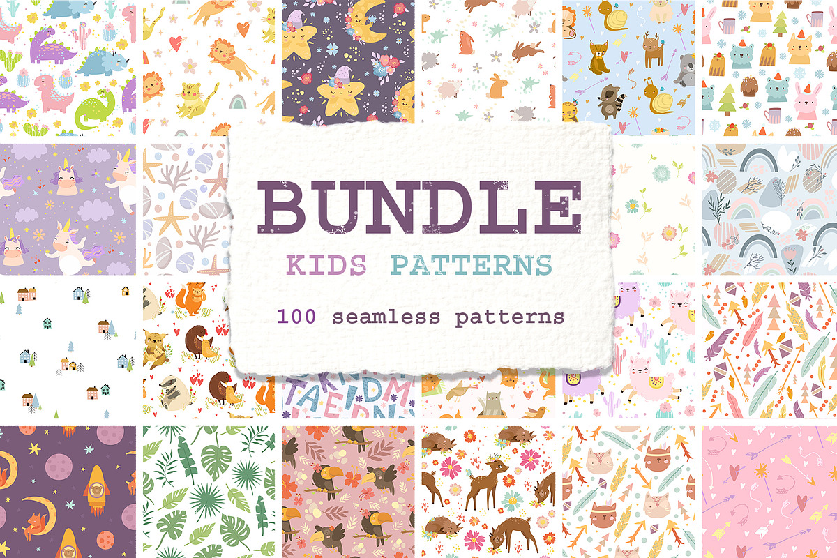 Kids patterns. Bundle patterns., a Pattern Graphic by Lesya Skripak (Photo 1 of 15)