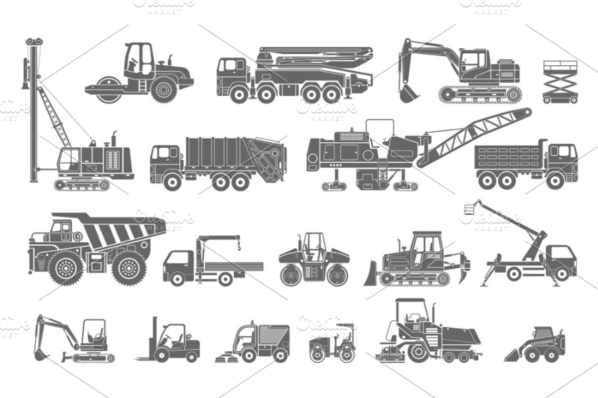 Big set of construction equipment, a Transportation Illustration by WINS Doodle shop (Photo 4 of 7)