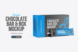 Chocolate Bar & Box Mockup